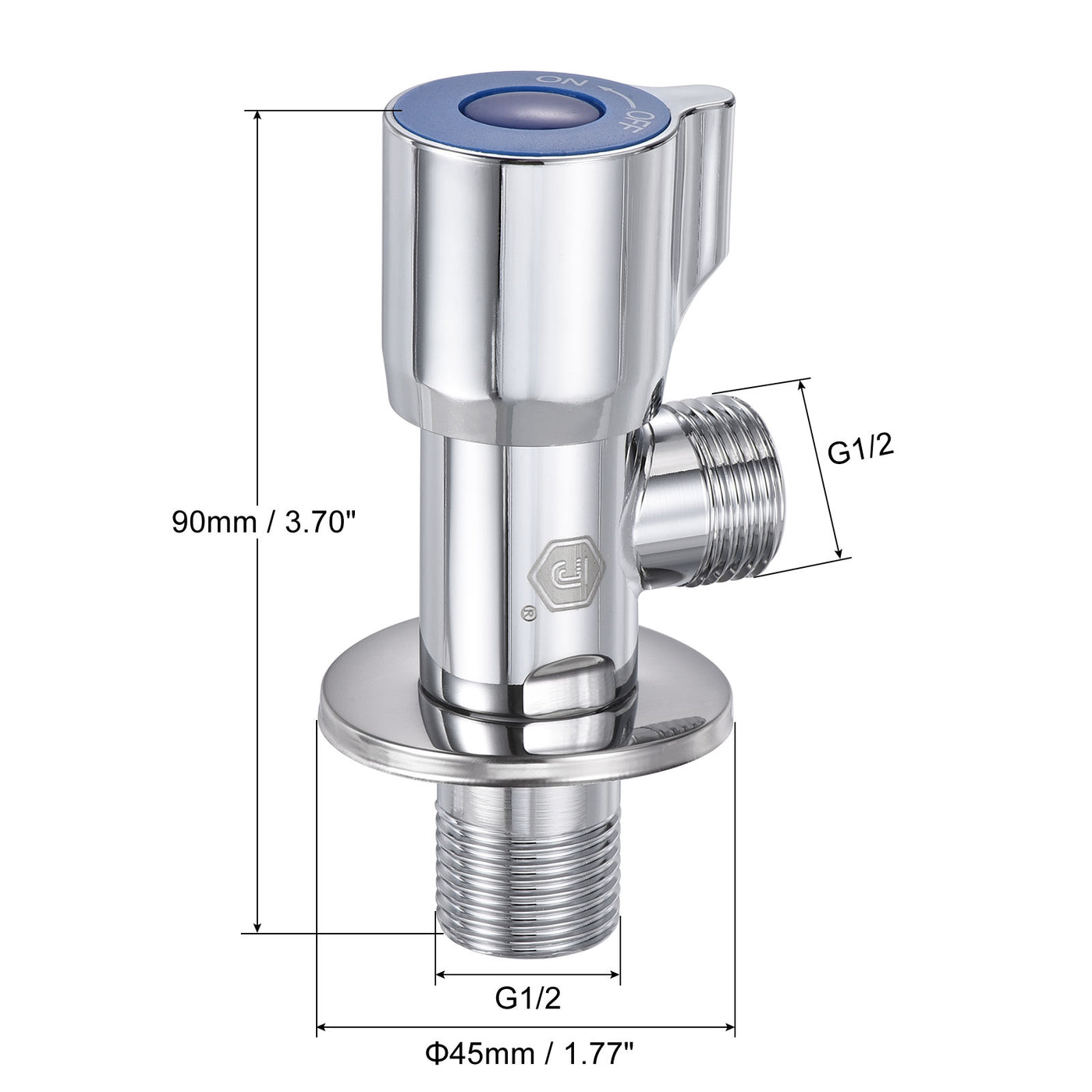 Harfington Household Angle Valve Rotary Nickel Plated Brass Water Stop Valve for Toilet Faucet Water Heater
