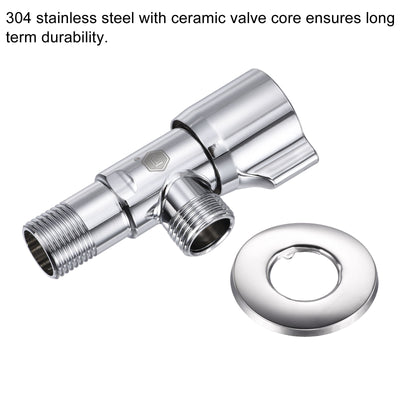 Harfington Household Angle Valve Rotary Nickel Plated Brass Water Stop Valve for Toilet Faucet Water Heater