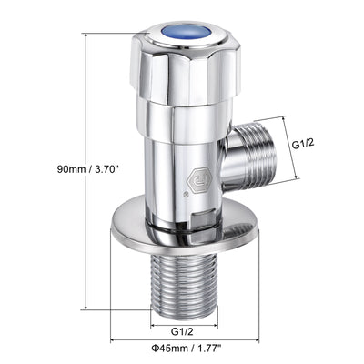 Harfington Household Angle Valve Rotary Nickel Plated Brass Water Stop Valve with Plum Handle