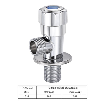 Harfington Household Angle Valve Rotary Nickel Plated Brass Water Stop Valve with Plum Handle