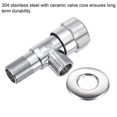 Harfington Household Angle Valve Rotary Nickel Plated Brass Water Stop Valve with Plum Handle