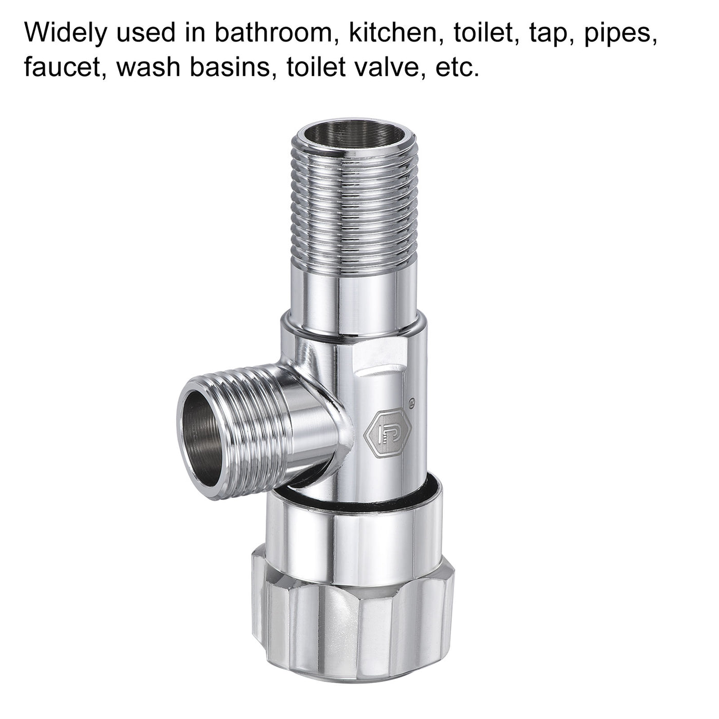 Harfington Household Angle Valve Rotary Nickel Plated Brass Water Stop Valve with Plum Handle