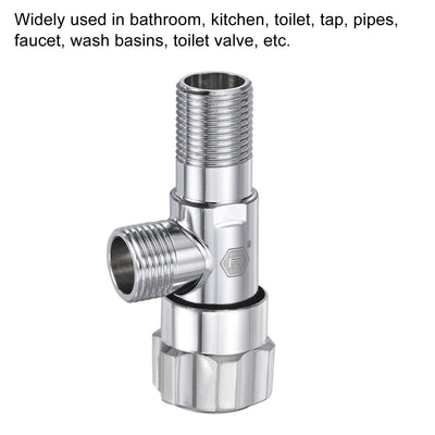 Harfington Household Angle Valve Rotary Nickel Plated Brass Water Stop Valve with Plum Handle