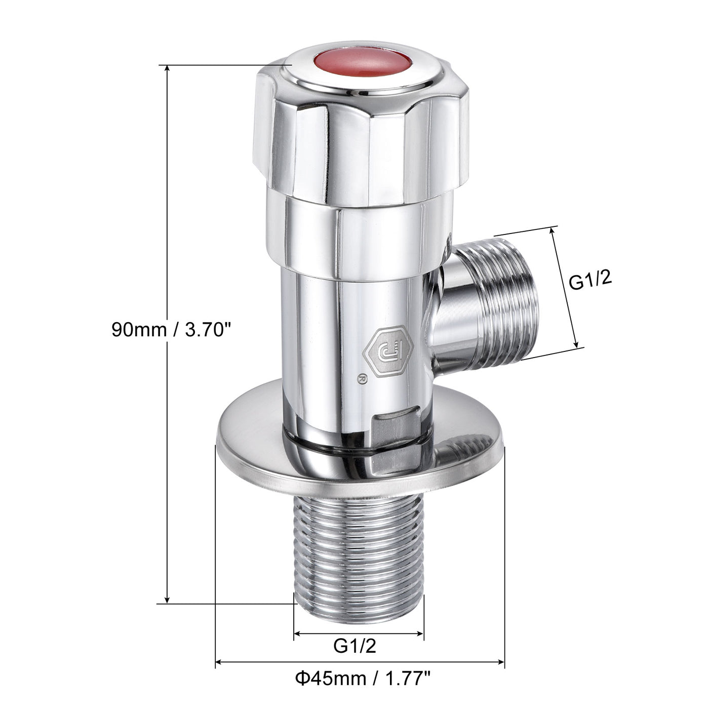 Harfington Household Angle Valve Rotary Nickel Plated Brass Water Stop Valve with Plum Handle