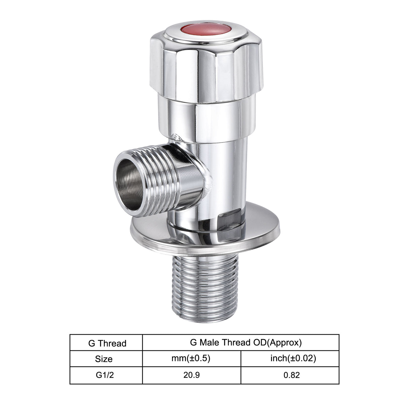 Harfington Household Angle Valve Rotary Nickel Plated Brass Water Stop Valve with Plum Handle