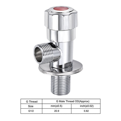 Harfington Household Angle Valve Rotary Nickel Plated Brass Water Stop Valve with Plum Handle