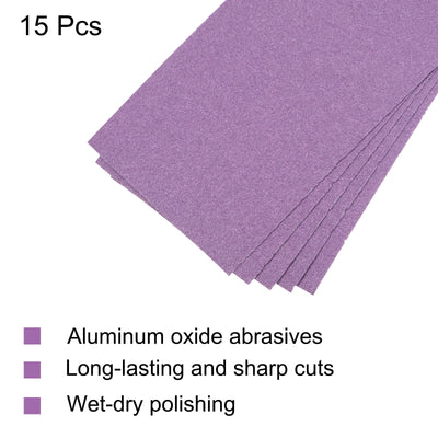 Harfington 15 Pcs Purple Sanding Sheets 60 Grit 9" x 3.7" Aluminum Oxide Sandpapers