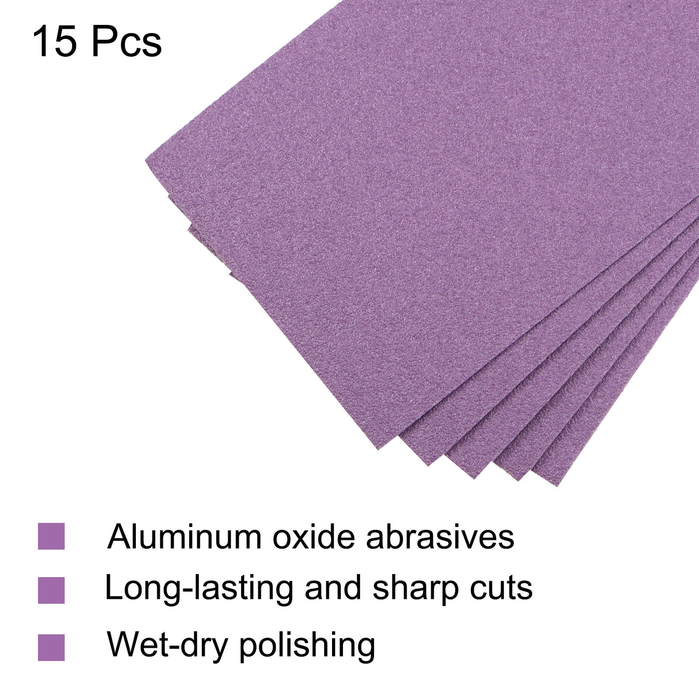 Harfington 15 Pcs Purple Sanding Sheets 80 Grit 9" x 3.7" Aluminum Oxide Sandpapers