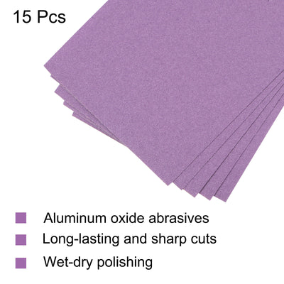 Harfington 15 Pcs Purple Sanding Sheets 150 Grit 9" x 3.7" Aluminum Oxide Sandpapers