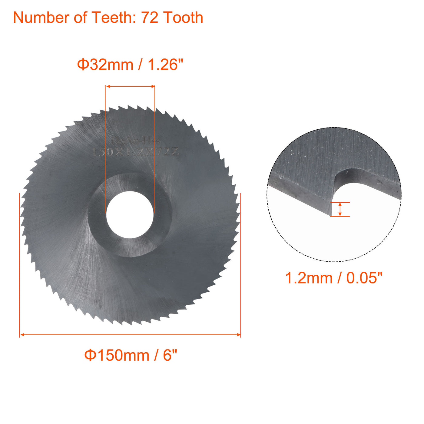 Harfington 150mm Dia 32mm Arbor 1.2mm Thick 72 Tooth Nitriding Circular Saw Blade Cutter