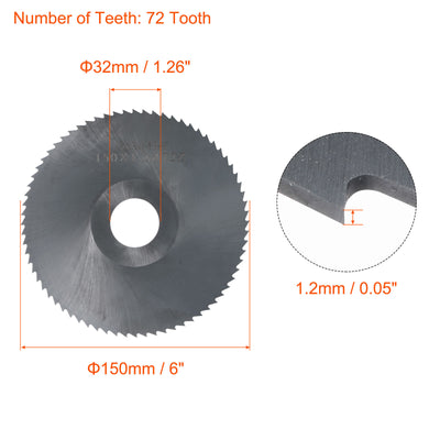 Harfington 150mm Dia 32mm Arbor 1.2mm Thick 72 Tooth Nitriding Circular Saw Blade Cutter