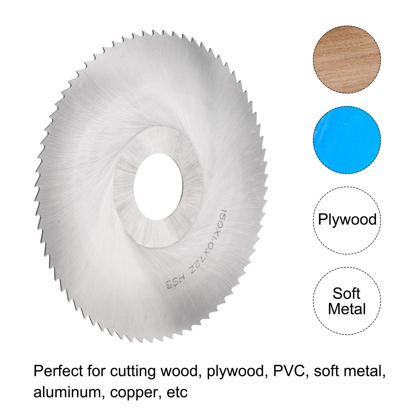 Harfington 150mm Dia 32mm Arbor 1mm Thick 72 Tooth High Speed Steel Circular Saw Blade