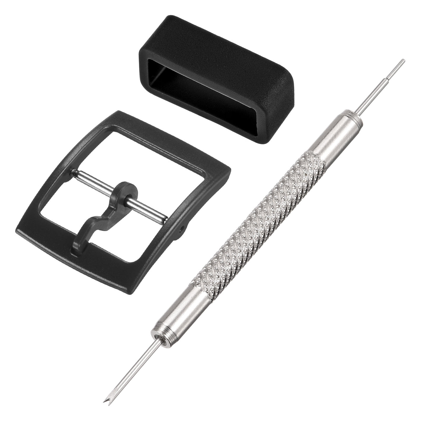 uxcell PE Buckle and Rubber Strap Loops, for Watch Band with Spring Bar Remover
