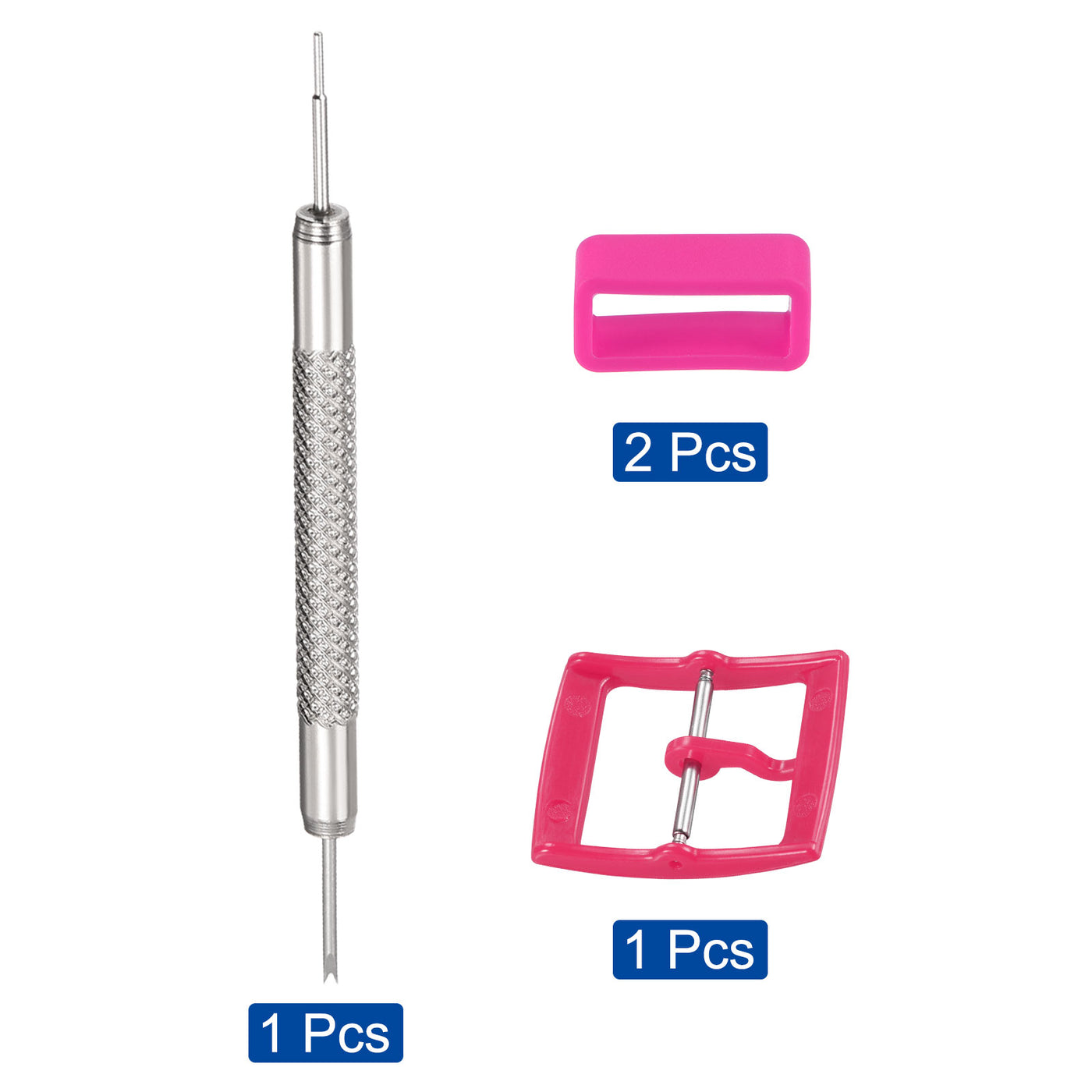 uxcell PE Buckle and Rubber Strap Loops, for Watch Band with Spring Bar Remover