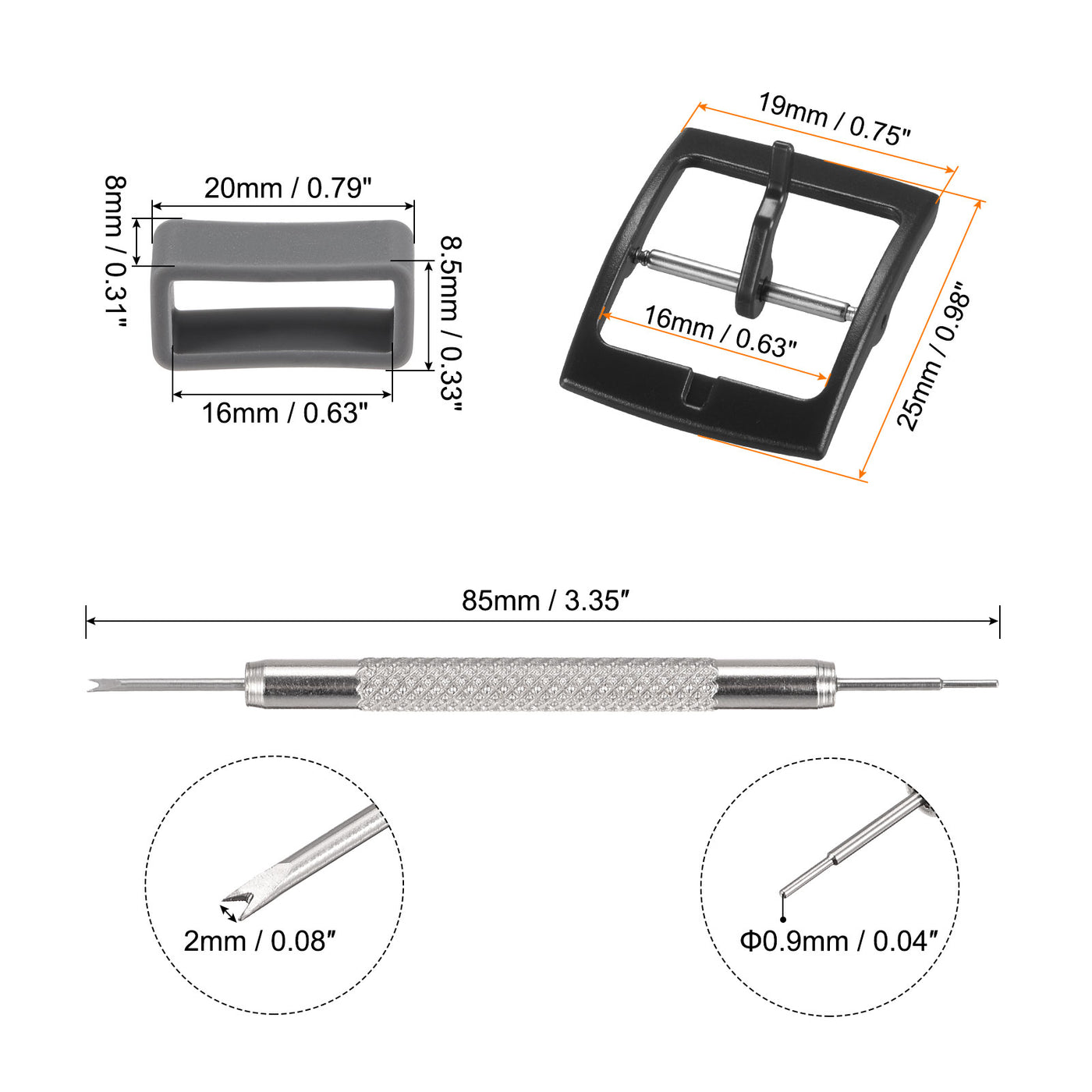uxcell Buckles, Loops for Watch Bands with Pin Removers