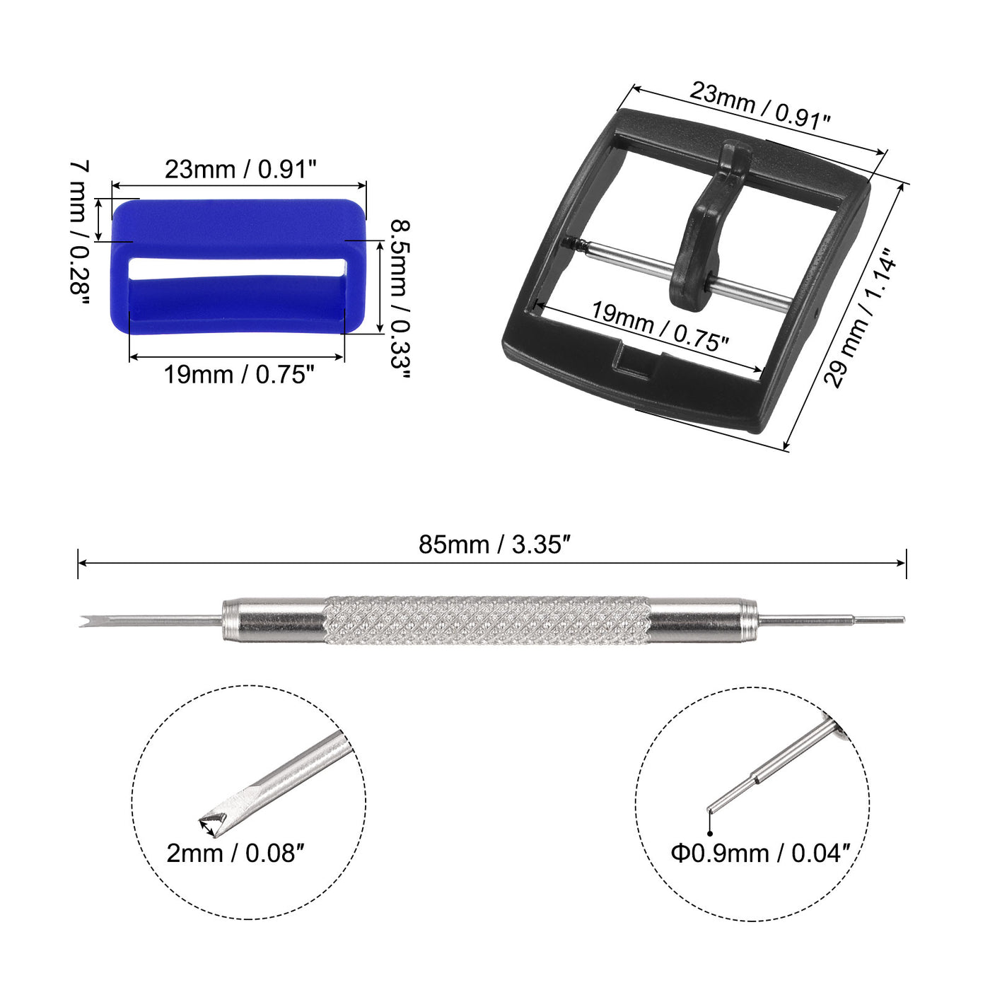 uxcell Buckle, Straps Loops for Watch Band W Pin Remover