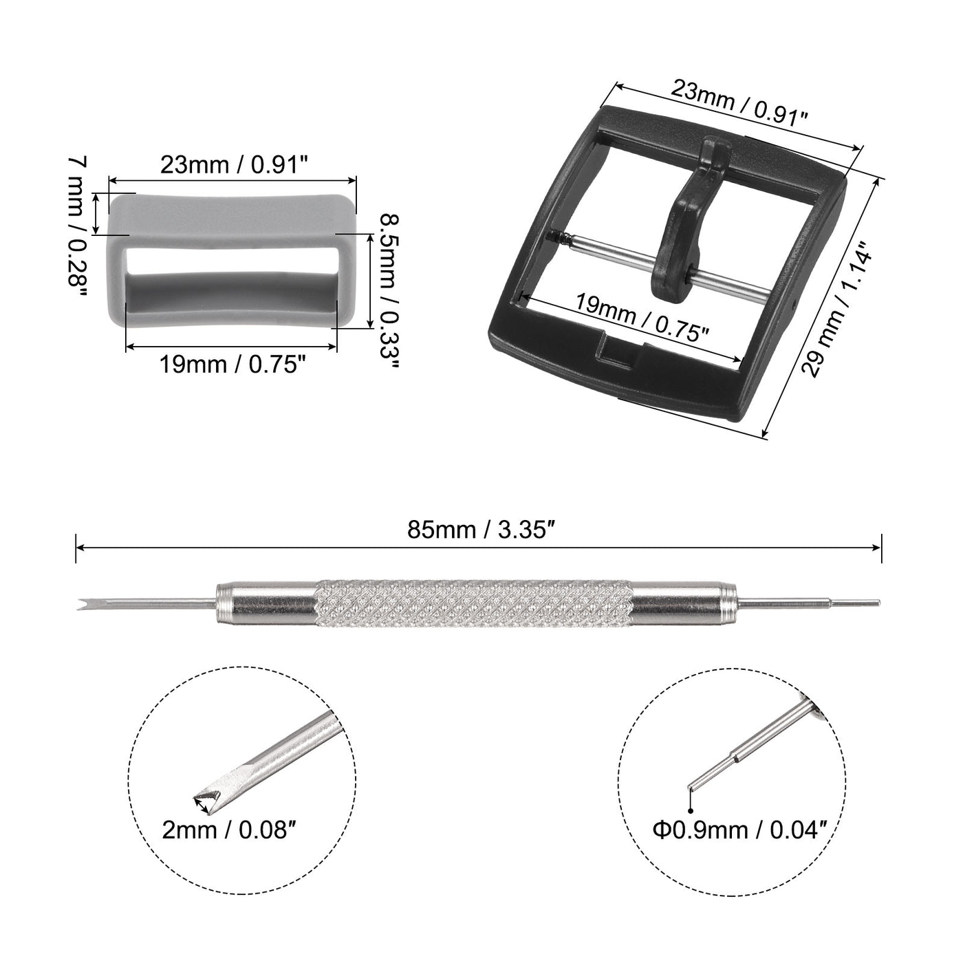 uxcell Buckles, Loops for Watch Bands with Pin Removers