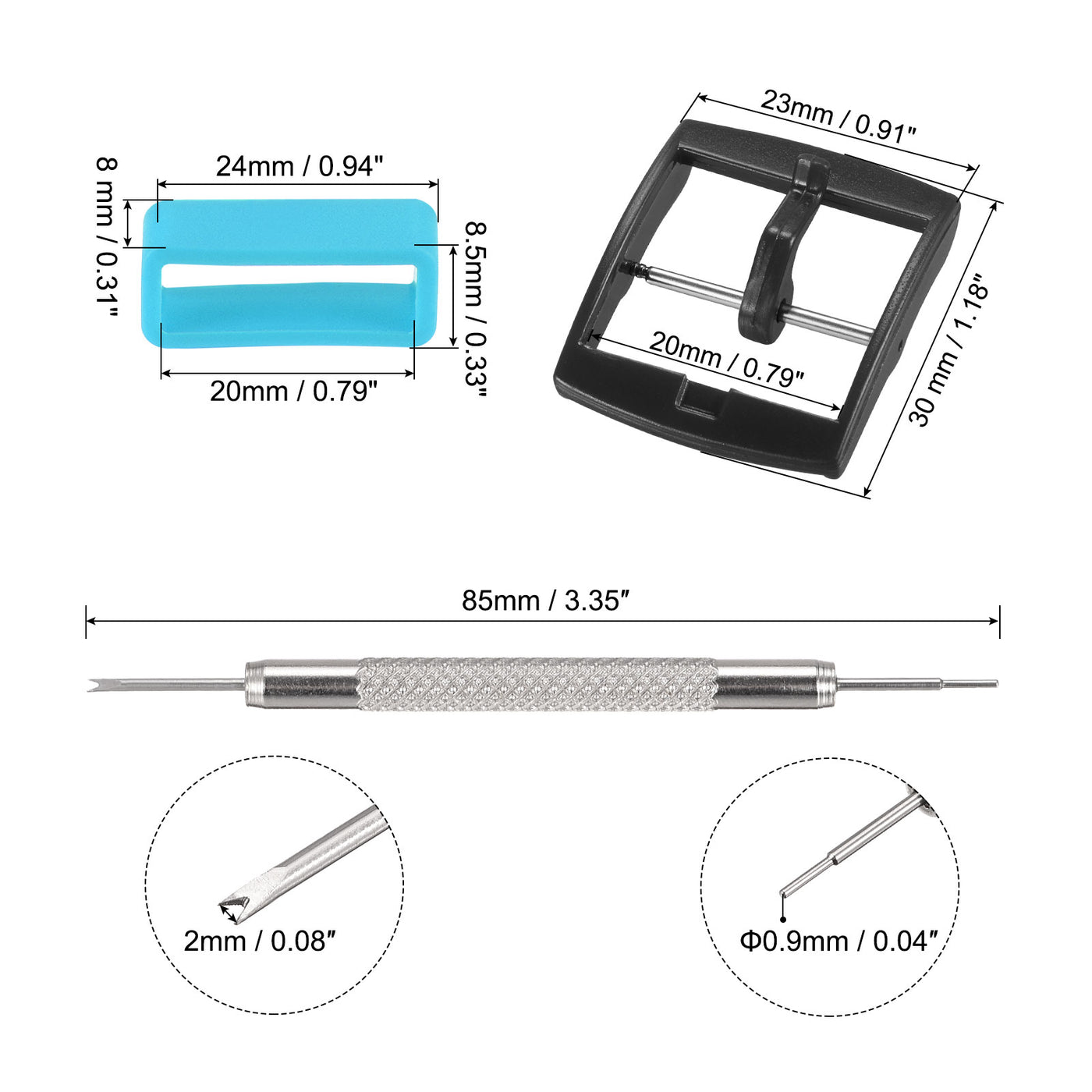 uxcell Uxcell Buckles, Loops for Watch Band with Pin Remover