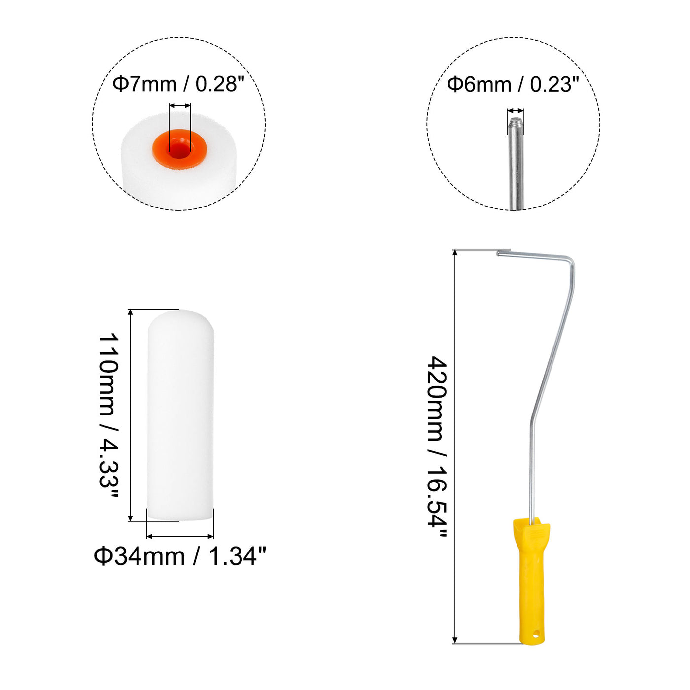 Harfington Paint Roller Kit, Water Based Sponge Roller Covers and Paint Roller Frame