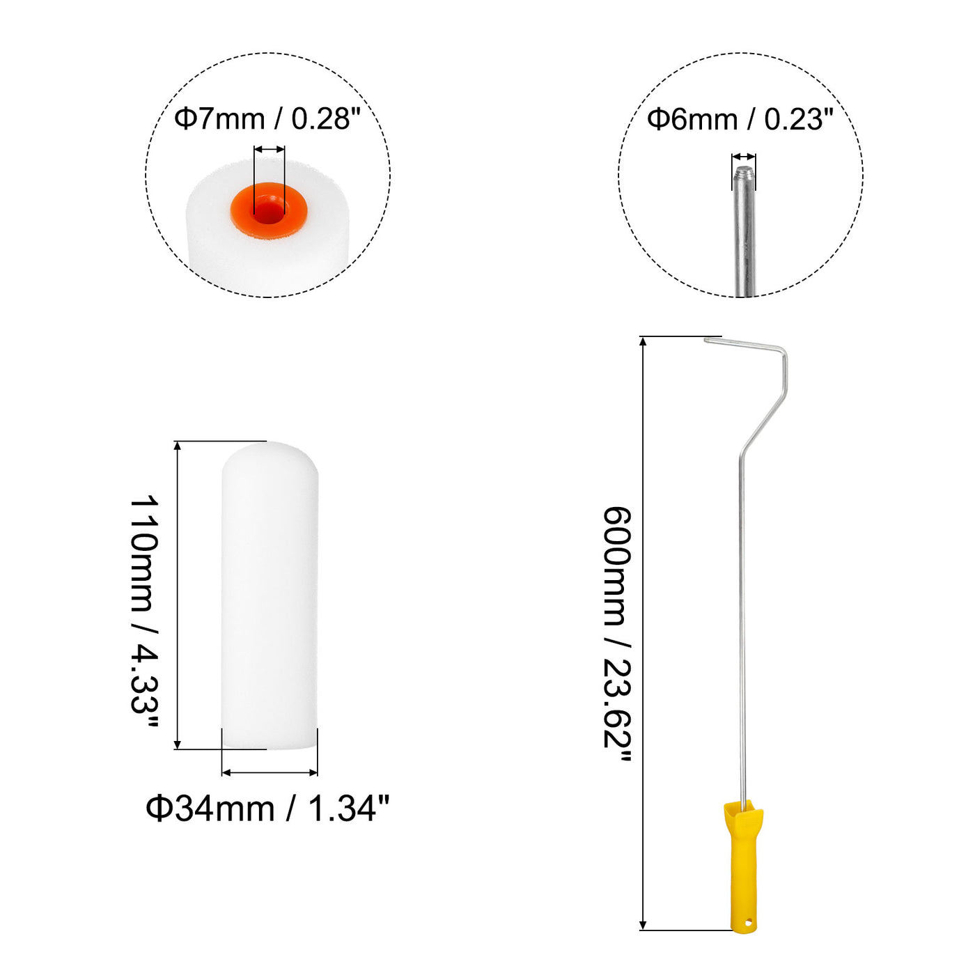 Harfington Paint Roller Kit, Water Based Sponge Roller Covers and Paint Roller Frame