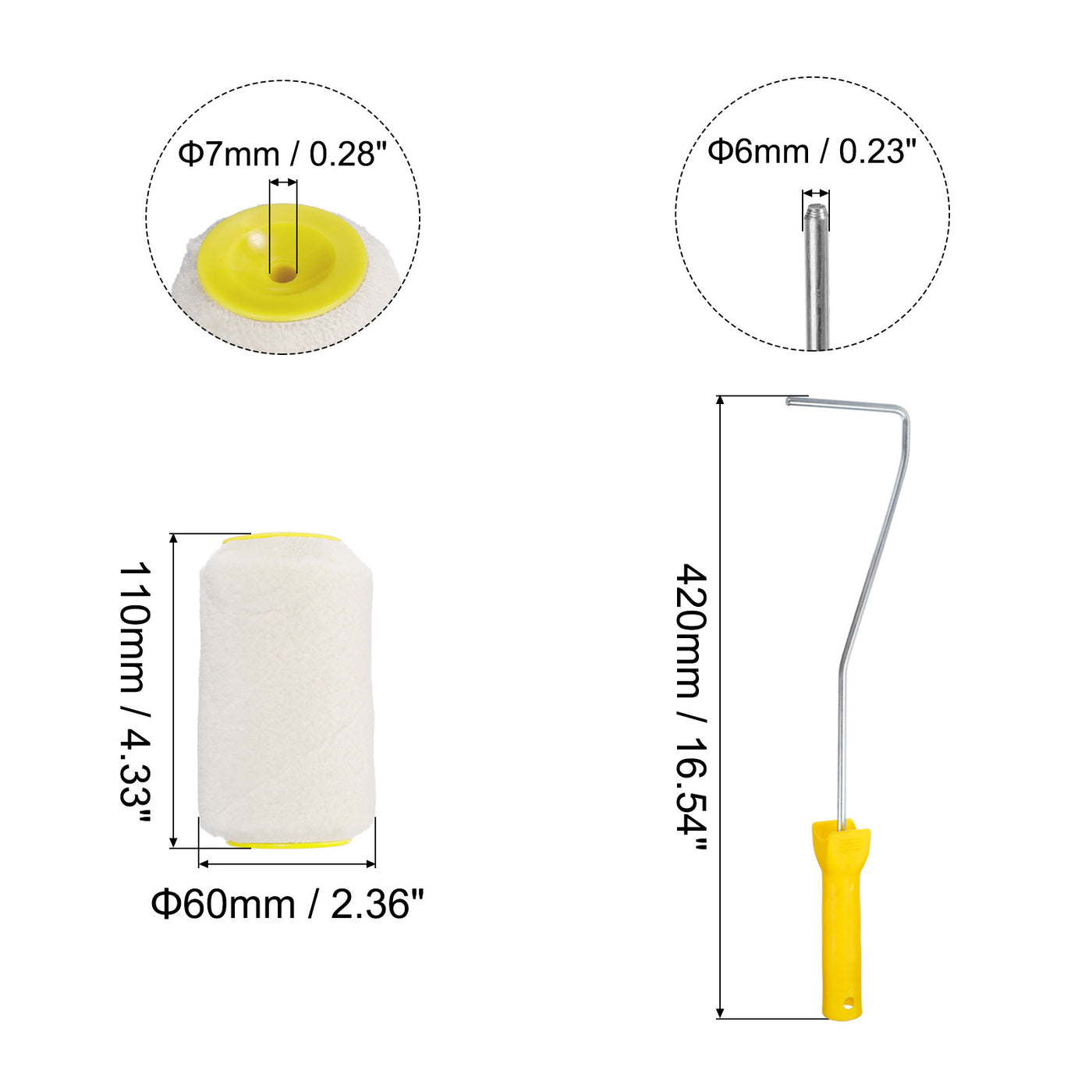 Harfington Paint Roller Kit, Thick Dia Wool Roller Cover Frame