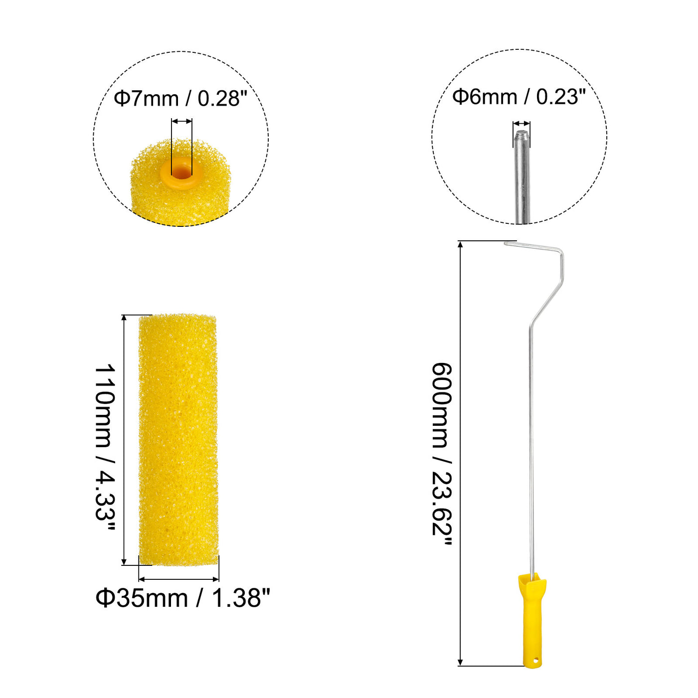 Harfington Paint Roller Kit, Sponge Roller Covers and Length Roller Frame