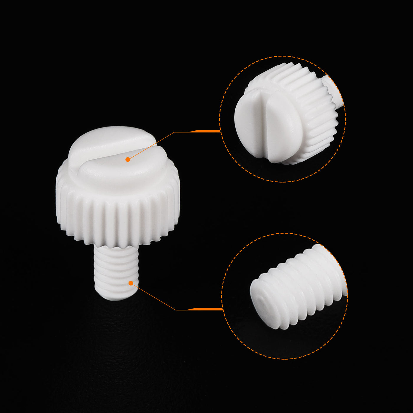 uxcell Plastic Machine Screws, PP Slotted Knurled Fasteners Bolts