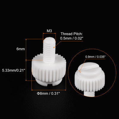 Harfington Plastic Machine Screws, PP Slotted Knurled Fasteners Bolts for Electronics, Communications