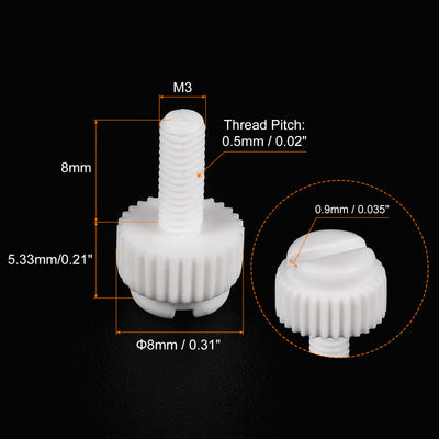 Harfington Plastic Machine Screws, PP Slotted Knurled Fasteners Bolts