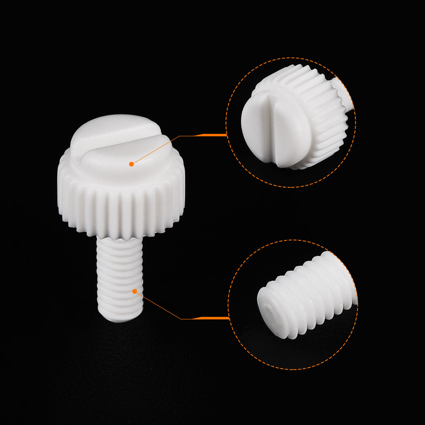 uxcell Plastic Machine Screws, PP Slotted Knurled Fasteners Bolts