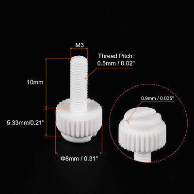 Harfington Plastic Machine Screws, PP Slotted Knurled Fasteners Bolts