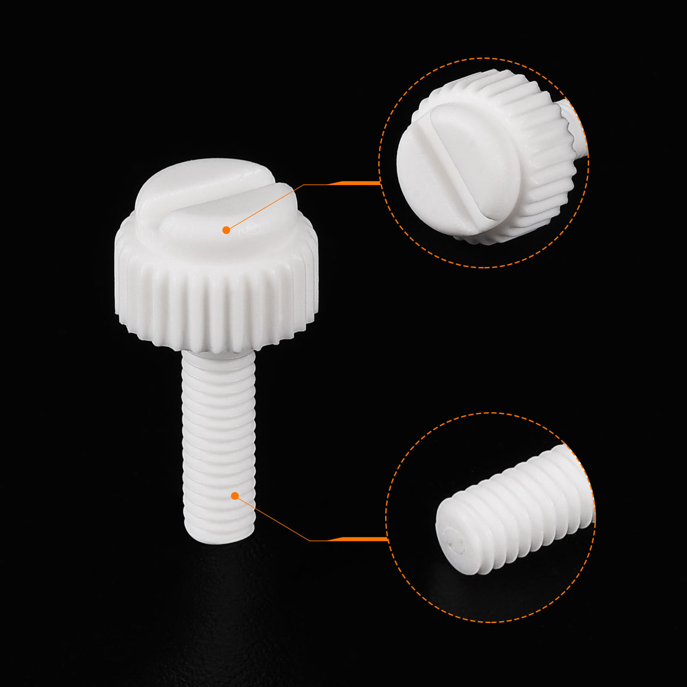 uxcell Plastic Machine Screws, PP Slotted Knurled Fasteners Bolts