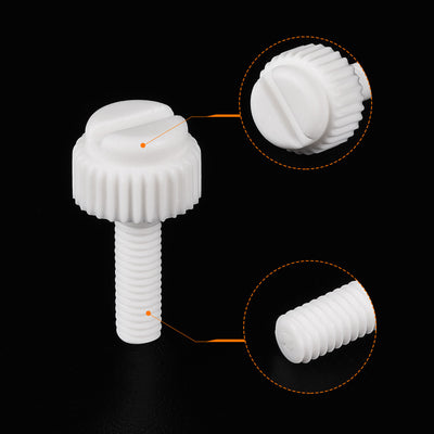 Harfington Plastic Machine Screws, PP Slotted Knurled Fasteners Bolts for Electronics, Communications