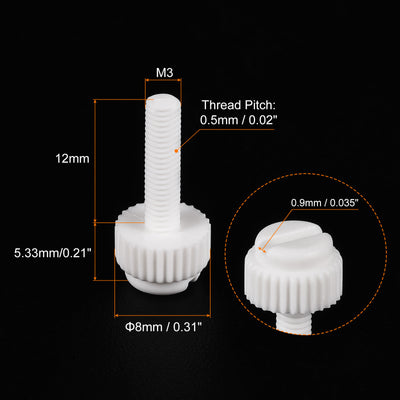 Harfington Plastic Machine Screws, PP Slotted Knurled Fasteners Bolts for Electronics, Communications
