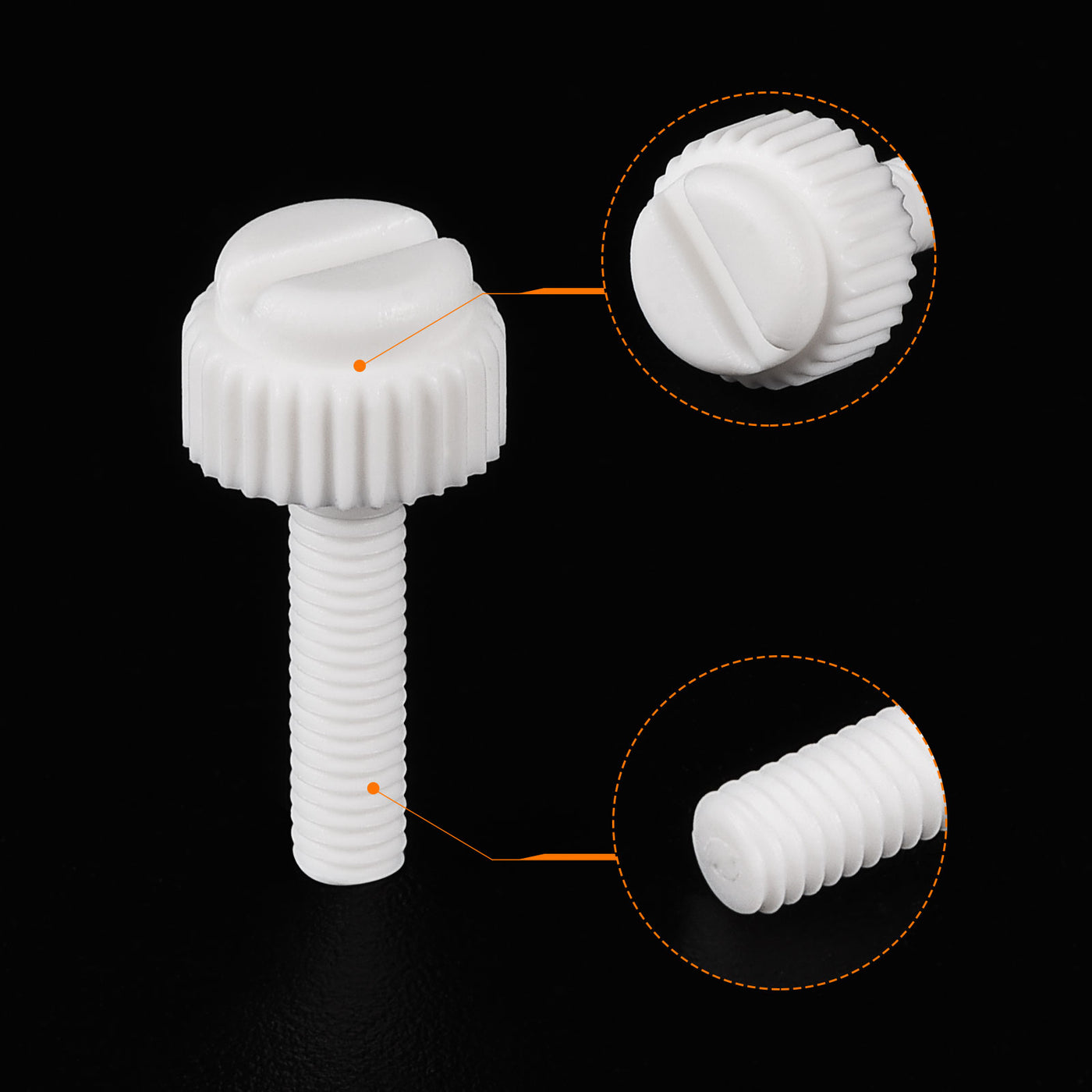 uxcell Plastic Machine Screws, PP Slotted Knurled Fasteners Bolts for Electronics, Communications