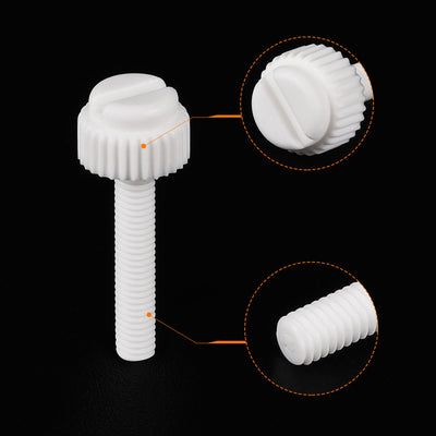 Harfington Plastic Machine Screws, PP Slotted Knurled Fasteners Bolts for Electronics, Communications