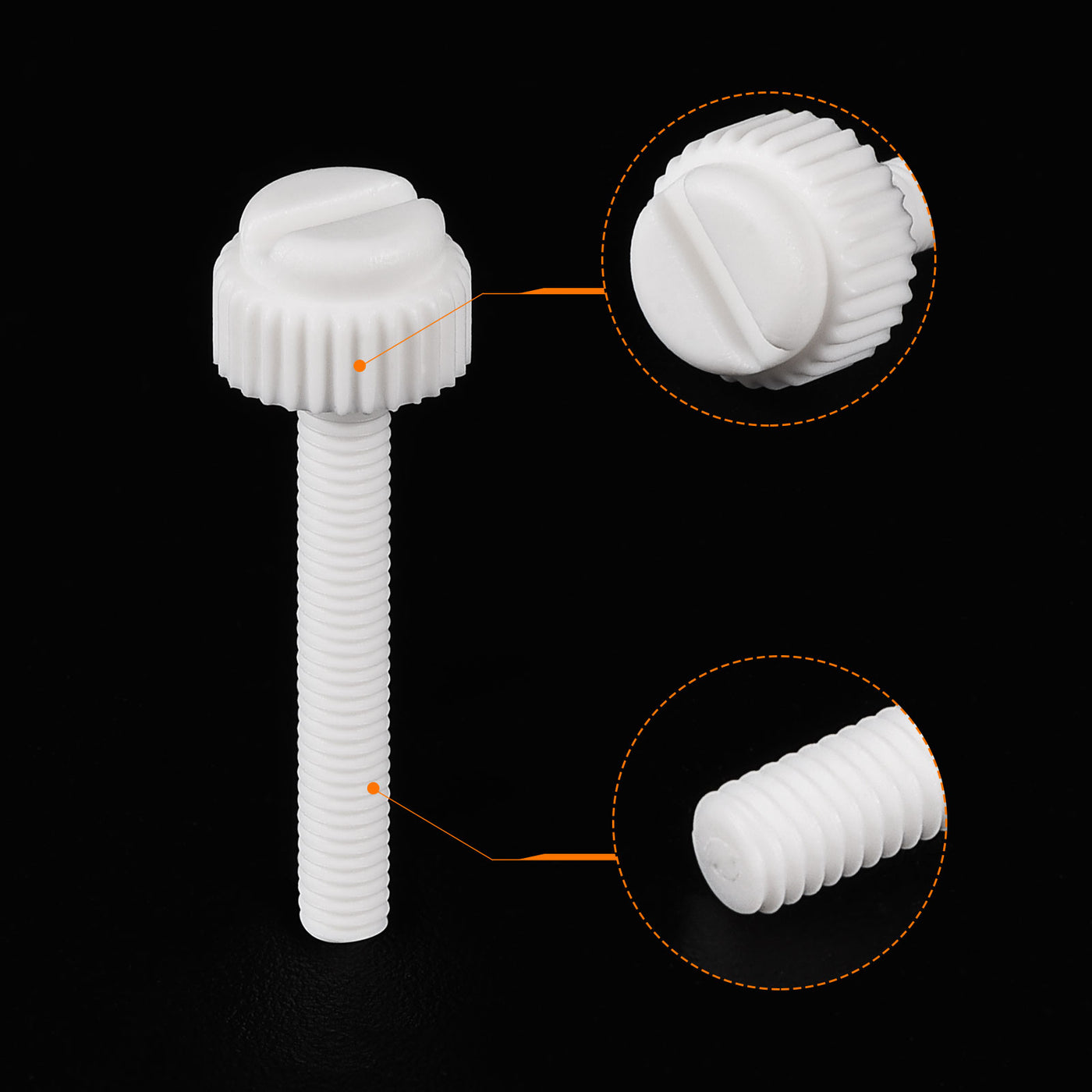 uxcell Plastic Machine Screws, PP Slotted Knurled Fasteners Bolts for Electronics, Communications