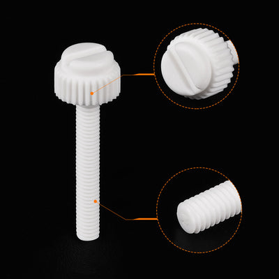 Harfington Plastic Machine Screws, PP Slotted Knurled Fasteners Bolts for Electronics, Communications