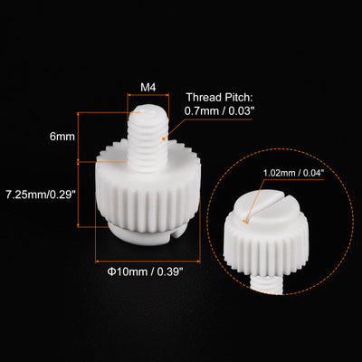Harfington Plastic Machine Screws, PP Slotted Knurled Fasteners Bolts for Electronics, Communications