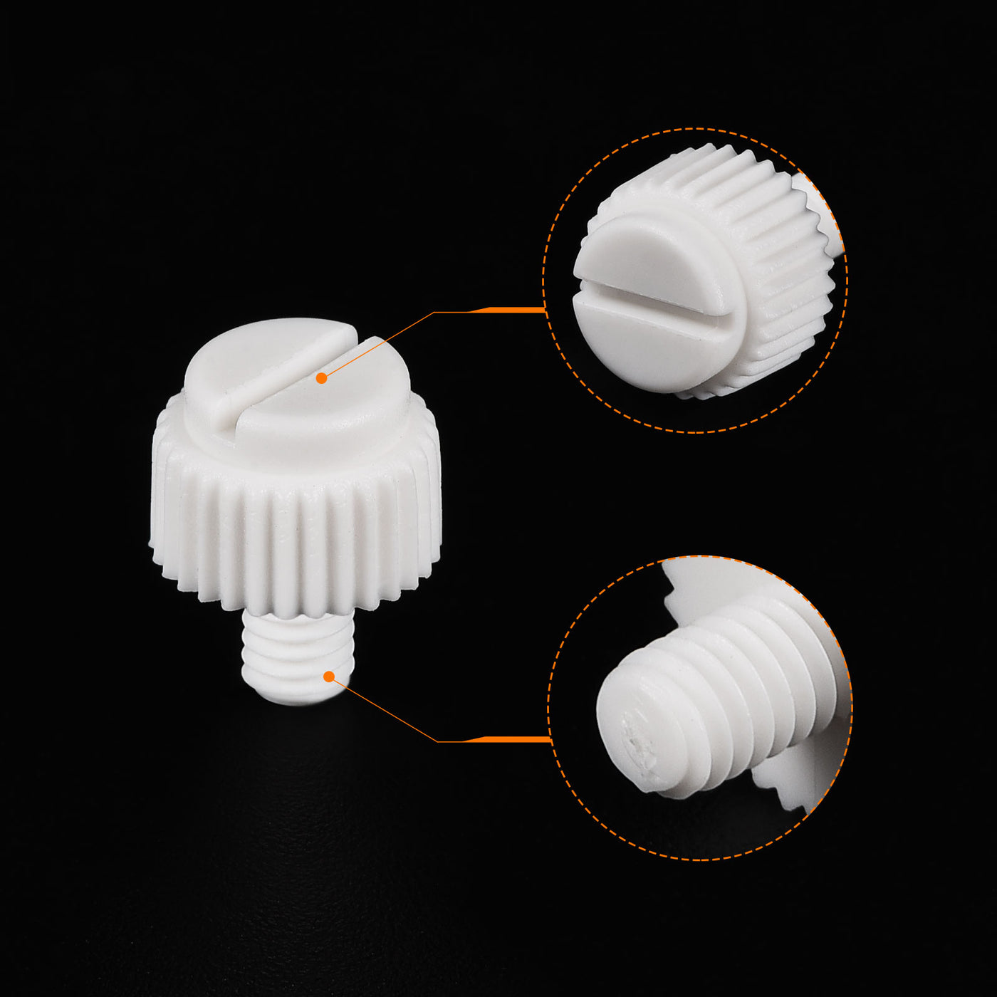 uxcell Plastic Machine Screws, PP Slotted Knurled Fasteners Bolts for Electronics, Communications