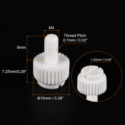 Harfington Plastic Machine Screws, PP Slotted Knurled Fasteners Bolts for Electronics, Communications