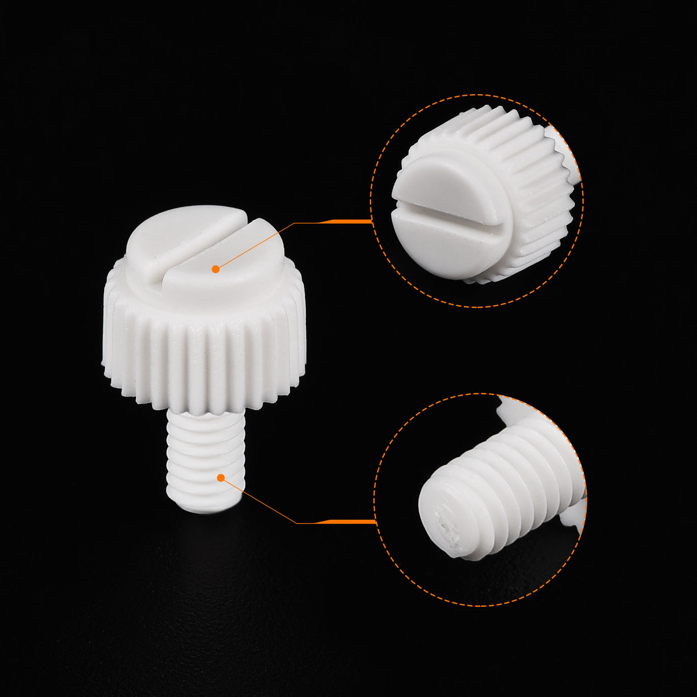 uxcell Plastic Machine Screws, PP Slotted Knurled Fasteners Bolts for Electronics, Communications