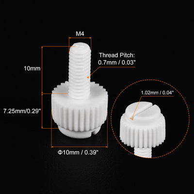 Harfington Plastic Machine Screws, PP Slotted Knurled Fasteners Bolts