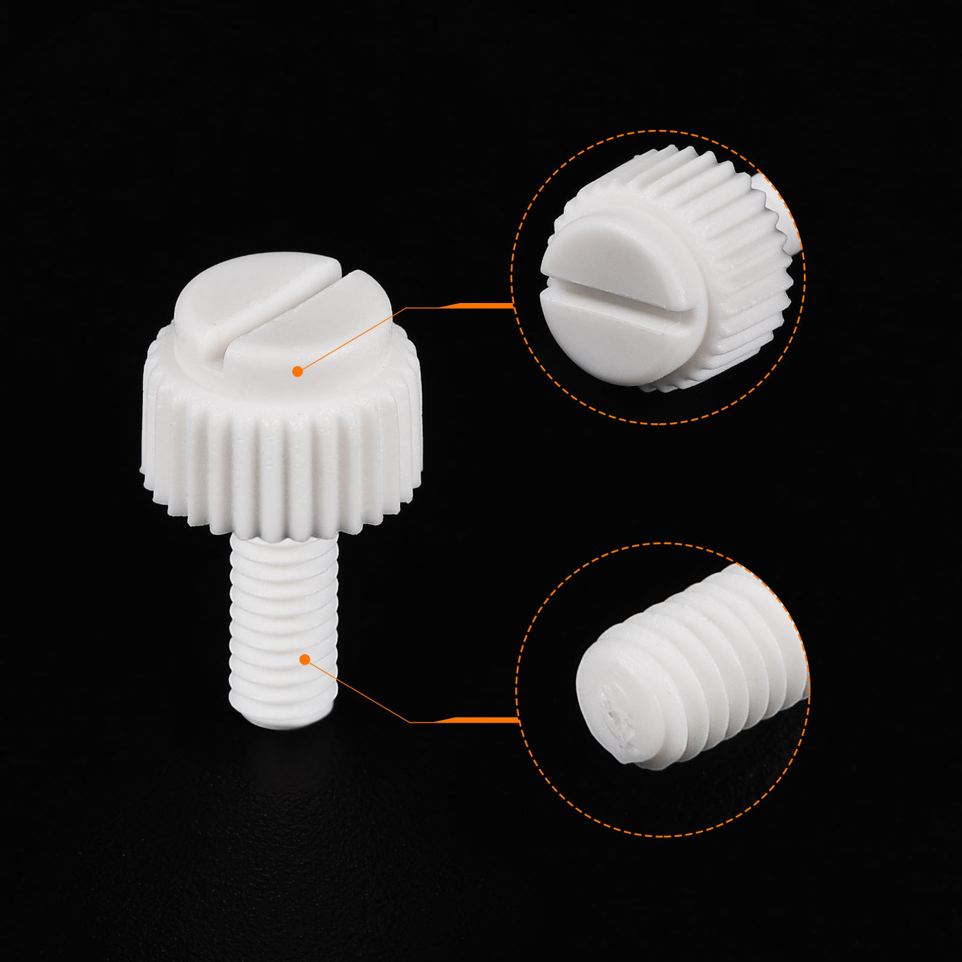 uxcell Plastic Machine Screws, PP Slotted Knurled Fasteners Bolts for Electronics, Communications