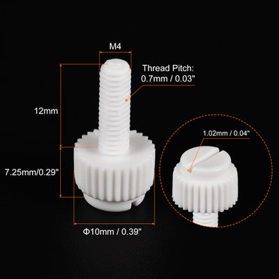 Harfington Plastic Machine Screws, PP Slotted Knurled Fasteners Bolts