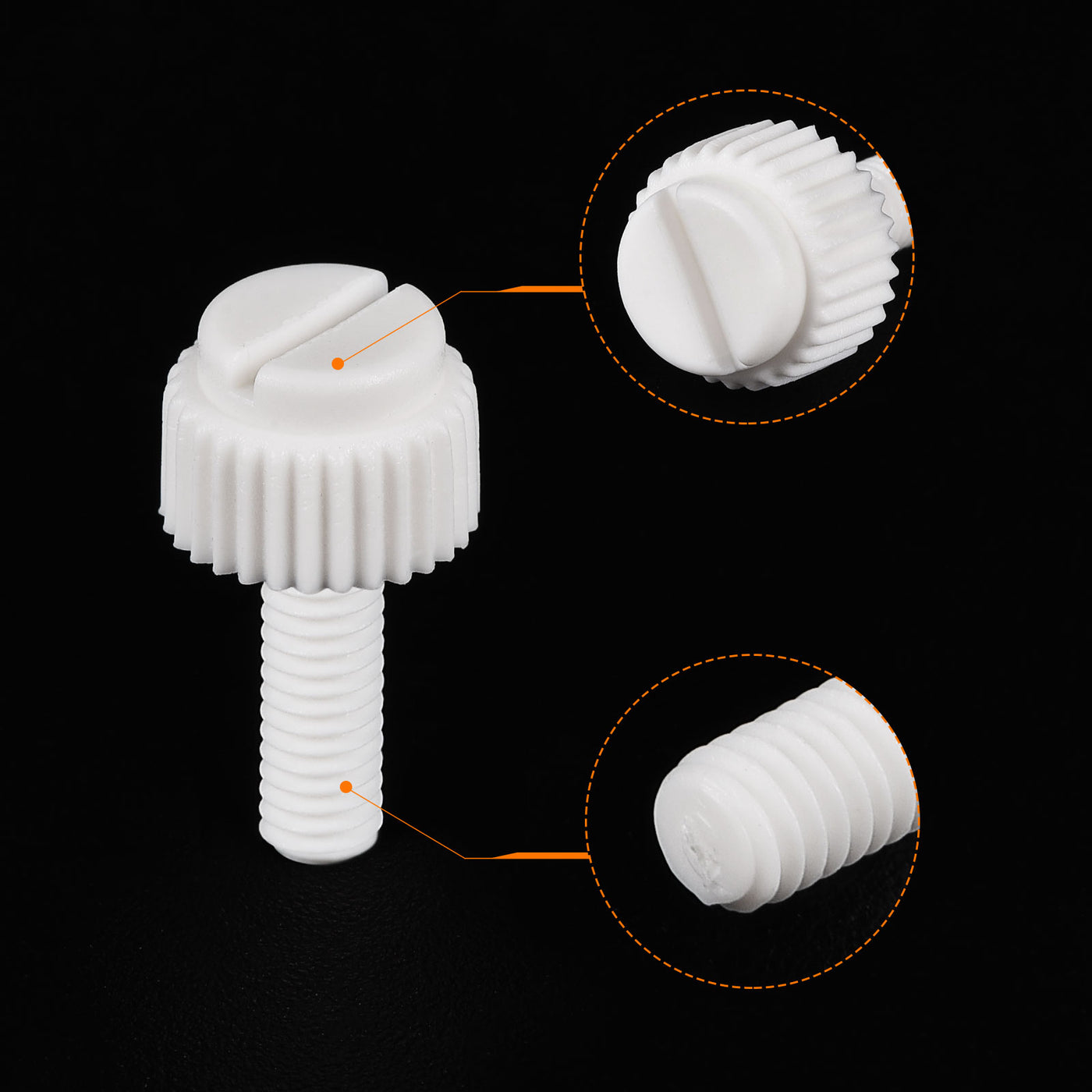 uxcell Plastic Machine Screws, PP Slotted Knurled Fasteners Bolts