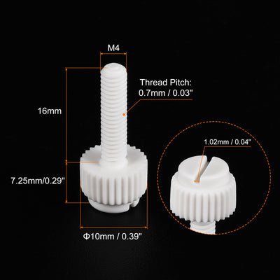 Harfington Plastic Machine Screws, PP Slotted Knurled Fasteners Bolts for Electronics, Communications