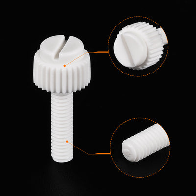 Harfington Plastic Machine Screws, PP Slotted Knurled Fasteners Bolts for Electronics, Communications