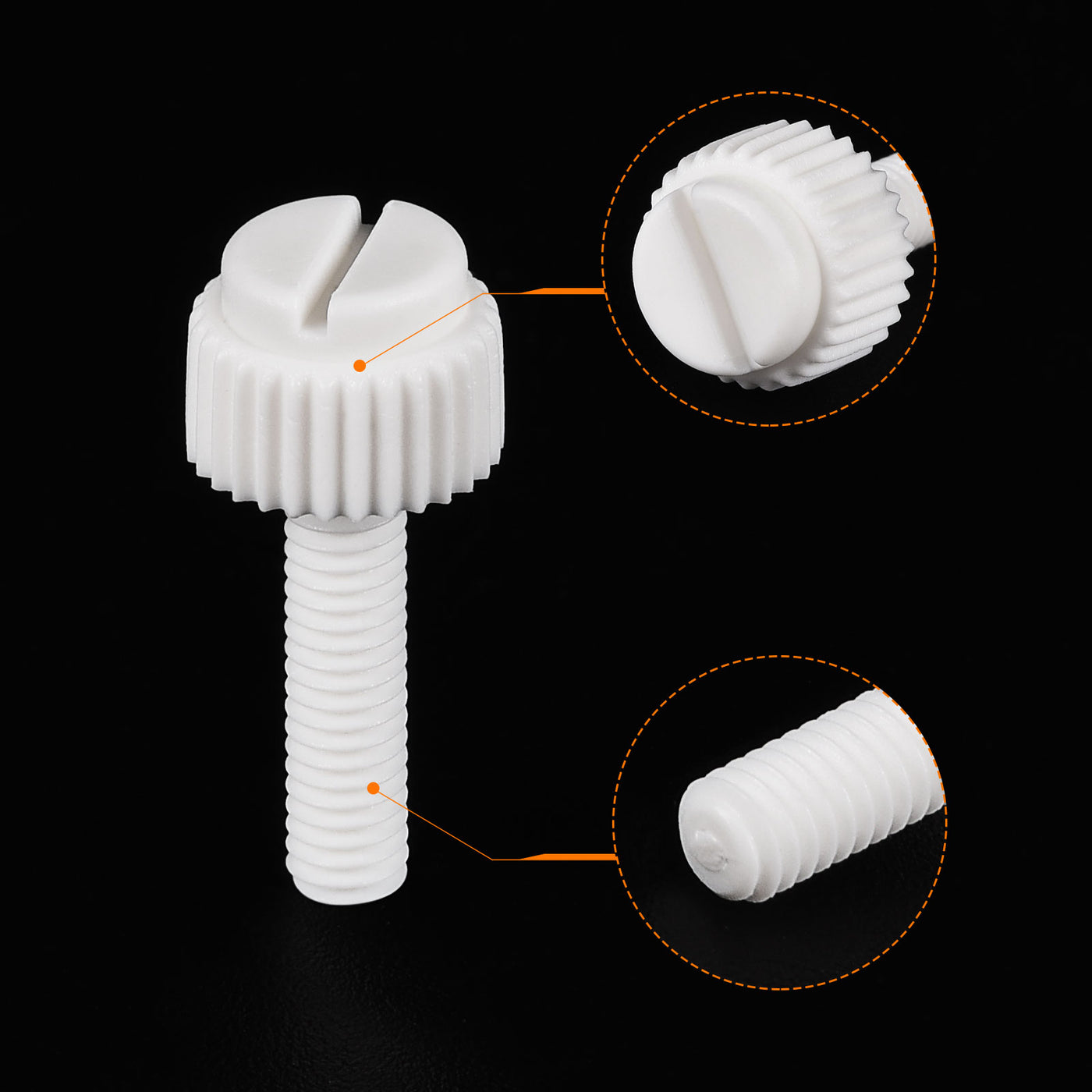 uxcell Plastic Machine Screws, PP Slotted Knurled Fasteners Bolts for Electronics, Communications