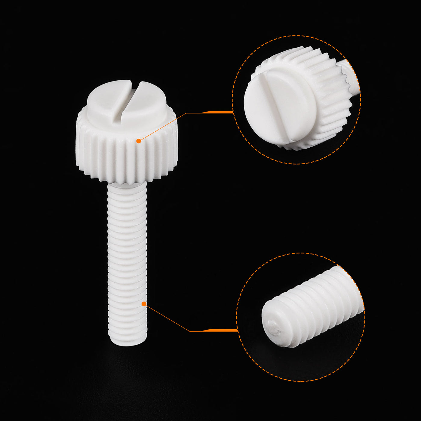 uxcell Plastic Machine Screws, PP Slotted Knurled Fasteners Bolts